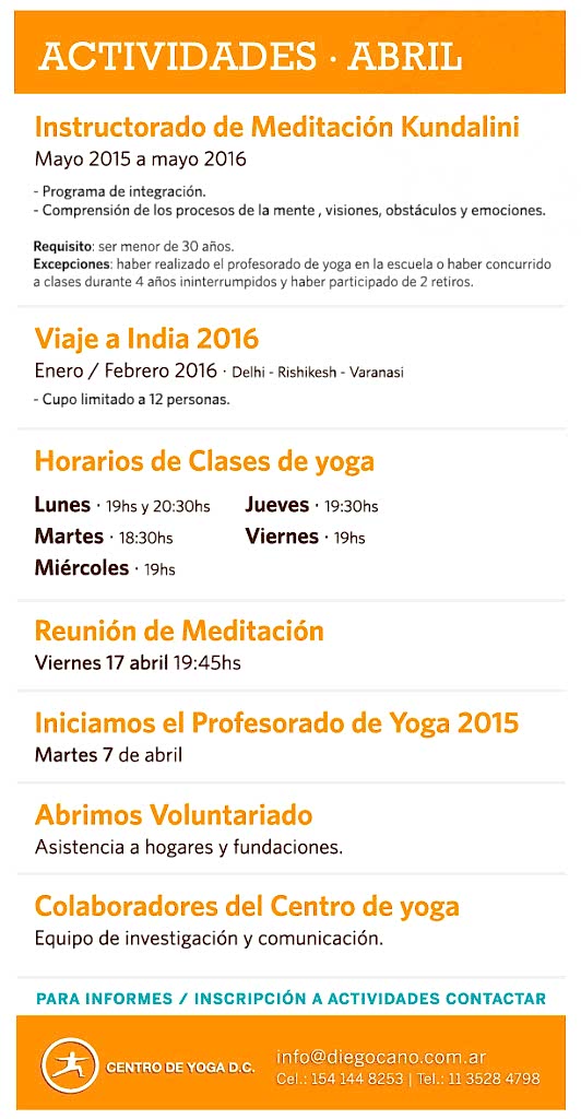 ACTIVIDADES DEL CENTRO DE YOGA DC · PALERMO
